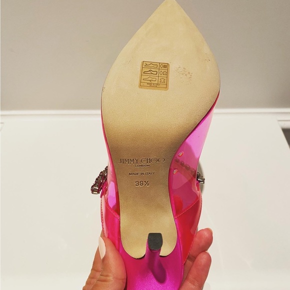 Brand new JIMMY CHOO Bing Crystal Embellished Clear Heeled Mule - Picture 7 of 9